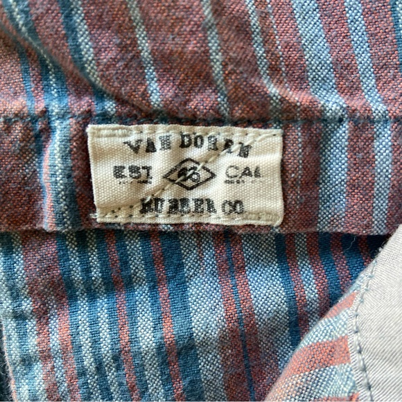 Vans Off the Wall collared striped button-up short sleeve shirt sz L - Picture 7 of 10